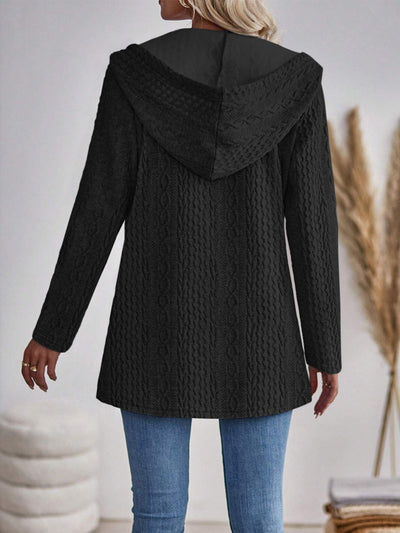 Cardigan Lungo Donna con Cappuccio – Maglia a Treccia Calda e Multifunzionale