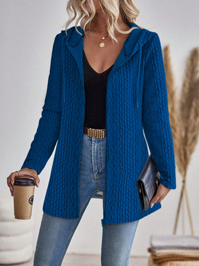 Cardigan Lungo Donna con Cappuccio – Maglia a Treccia Calda e Multifunzionale