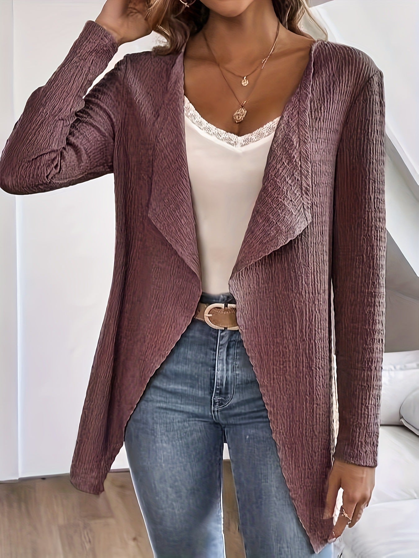 Cardigan Donna Autunnale – Maglia Lunga Morbida con Design Aperto