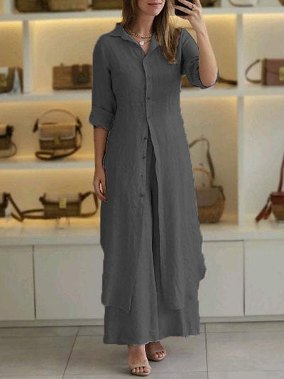 Set Completo in Cotone e Lino: Camicia e Pantaloni Casual