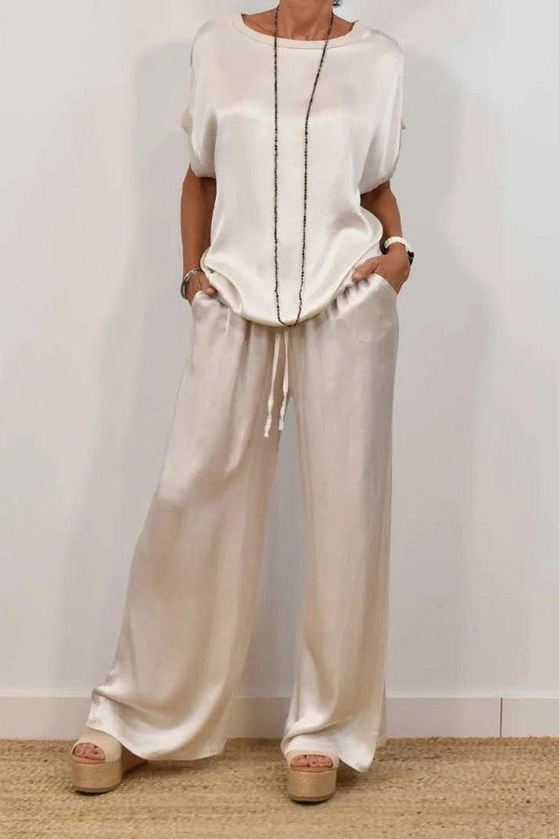 Completo Elegante da Donna in Raso con Blusa e Pantaloni – Valentina