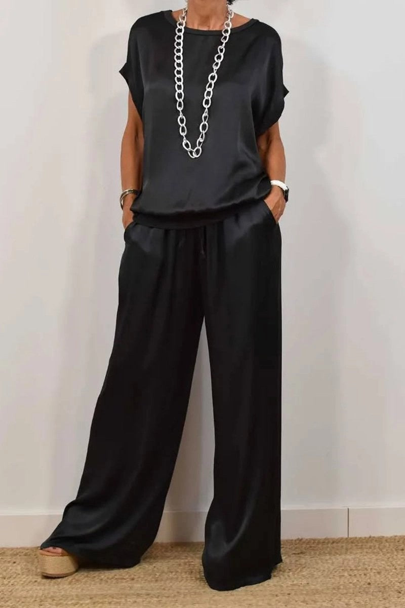 Completo Elegante da Donna in Raso con Blusa e Pantaloni – Valentina