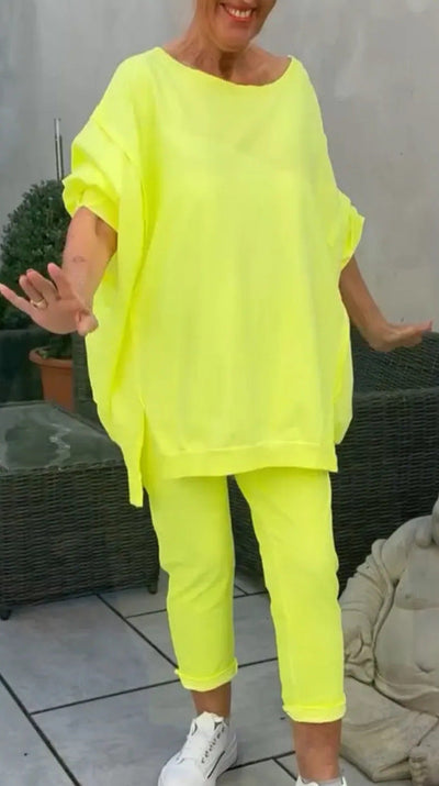 Completo Vivid – Set Estivo Oversize con Blusa e Pantaloni Jogger in Cotone