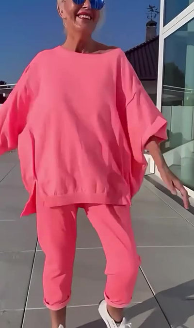 Completo Vivid – Set Estivo Oversize con Blusa e Pantaloni Jogger in Cotone