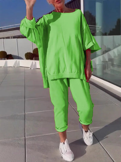 Completo Vivid – Set Estivo Oversize con Blusa e Pantaloni Jogger in Cotone