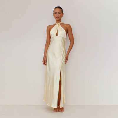 Sofia Dress – Fluid Elegance with Halter Detail