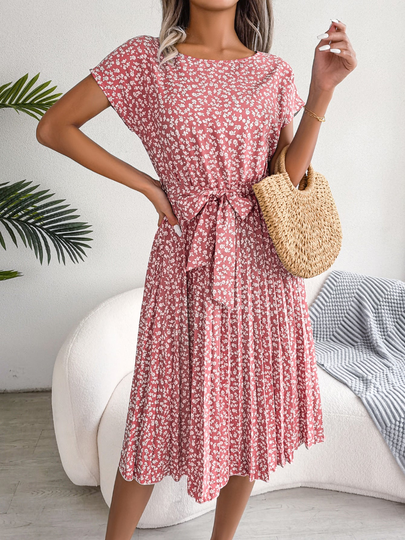 Abito Estivo Floreale per Donna – Midi Comodo e Leggero per l'uso Quotidiano