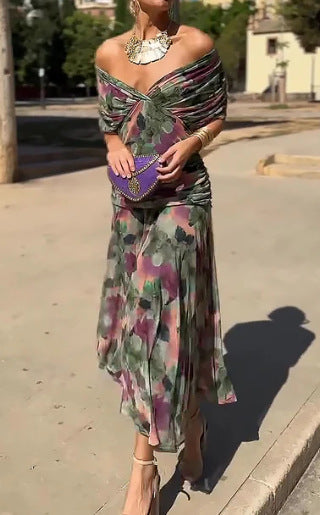 Abito Lungo da Cerimonia per Donna – Eleganza Floreale e Comfort Chic Livia