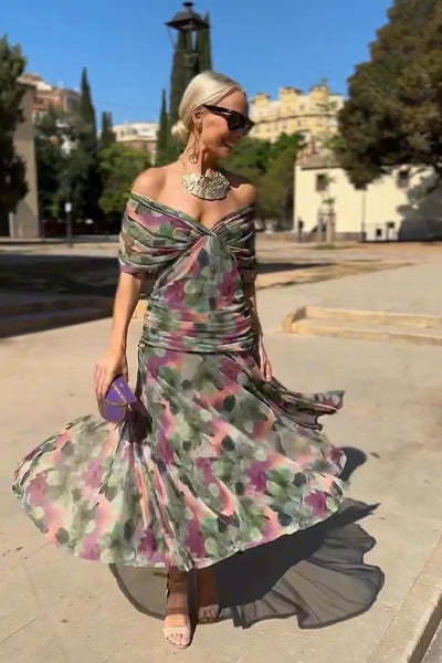 Abito Lungo da Cerimonia per Donna – Eleganza Floreale e Comfort Chic Livia