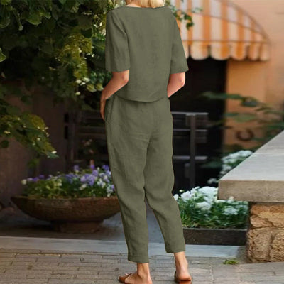Mila – Set Estivo in Cotone con Camicia e Pantaloni