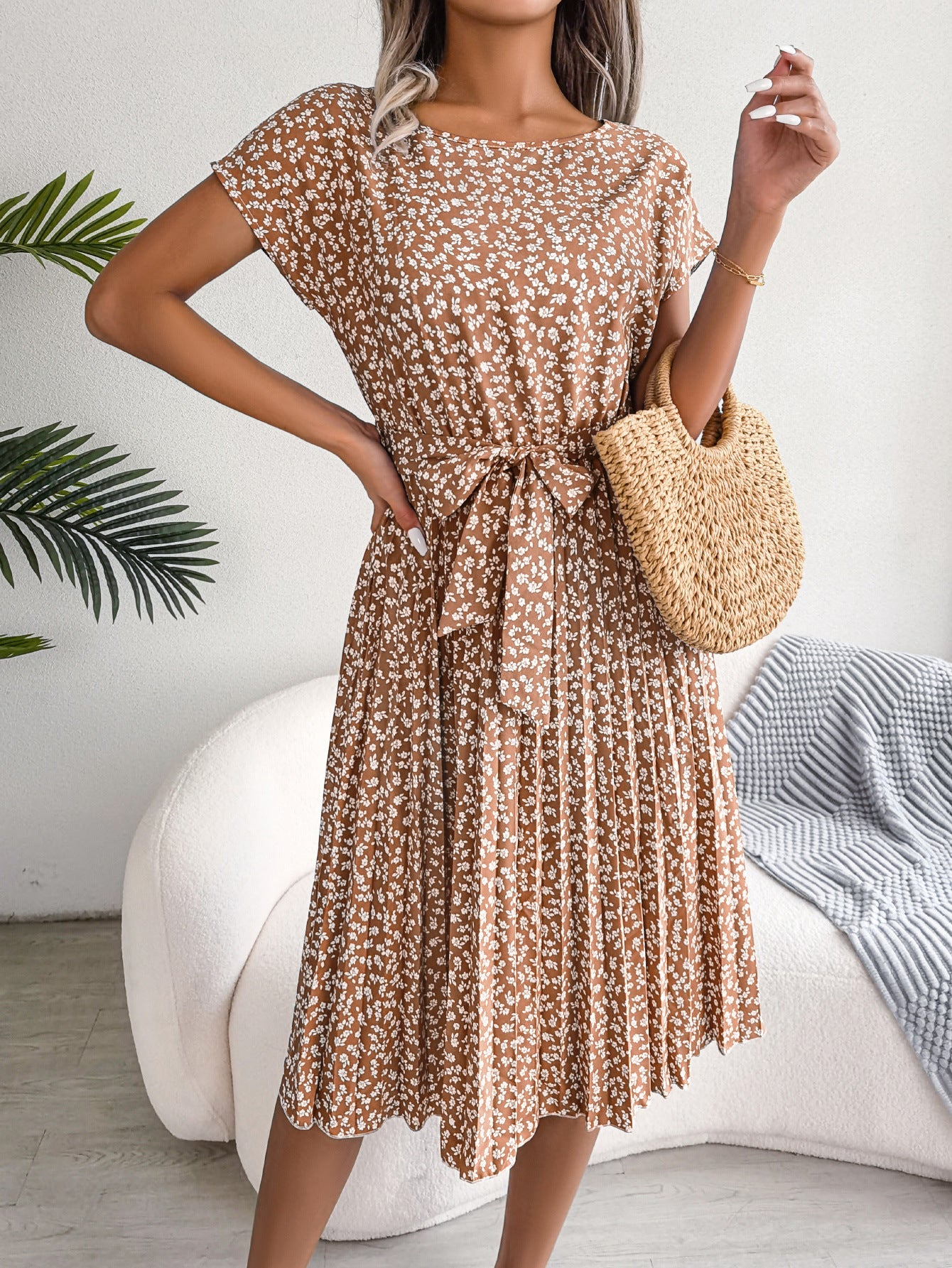 Abito Estivo Floreale per Donna – Midi Comodo e Leggero per l'uso Quotidiano