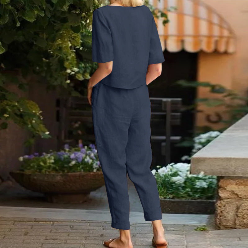 Mila – Set Estivo in Cotone con Camicia e Pantaloni