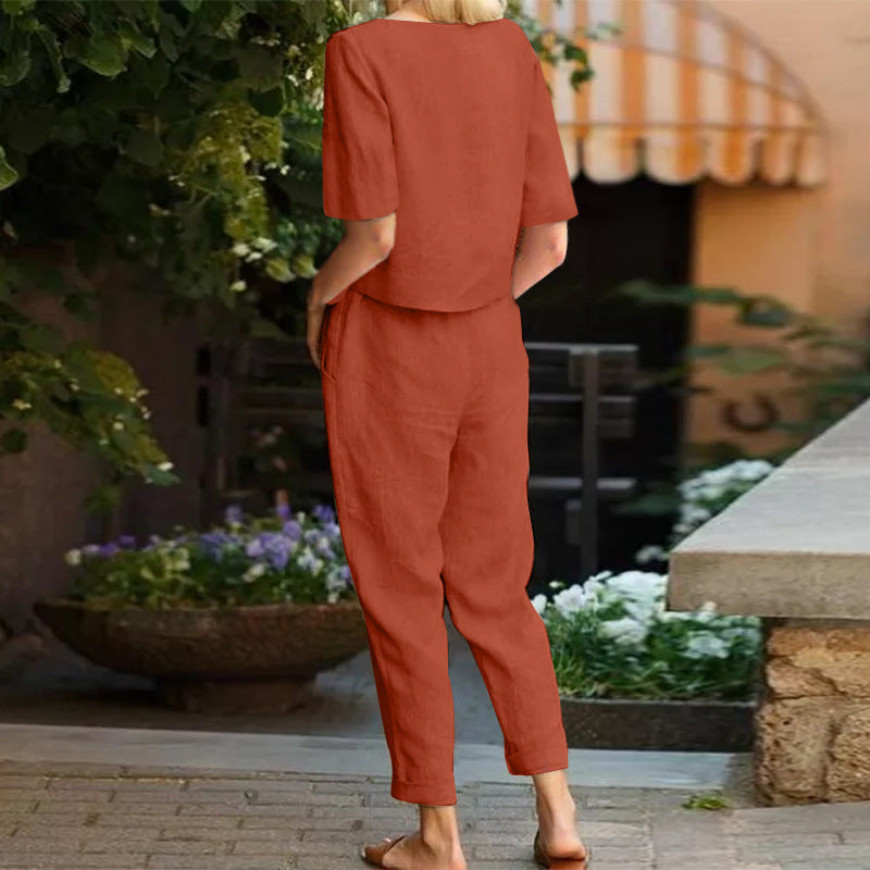 Mila – Set Estivo in Cotone con Camicia e Pantaloni