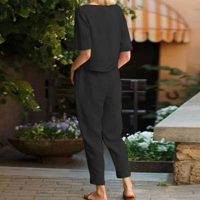 Mila – Set Estivo in Cotone con Camicia e Pantaloni