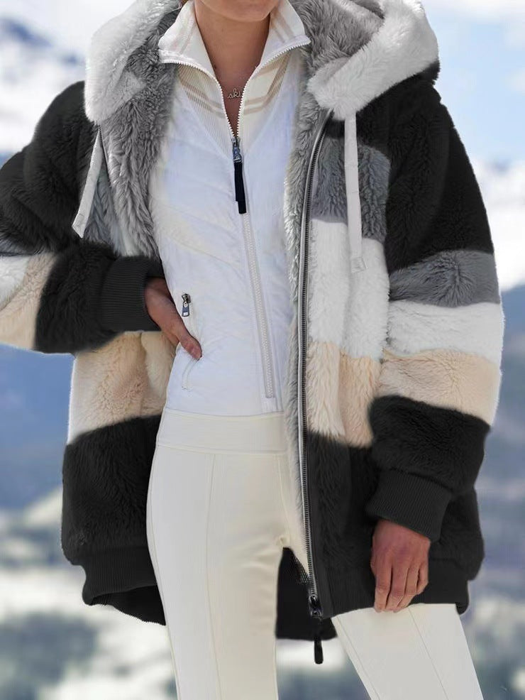 Giacca Invernale Femminile in Pelliccia con Cappuccio – Elegante, Confortevole e alla Moda
