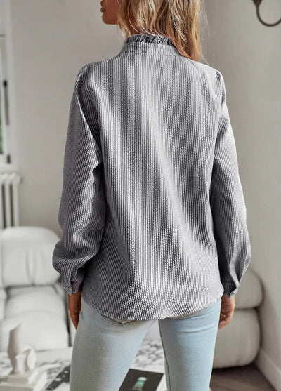 Camicia Joanne a Righe con Dettagli a Volant