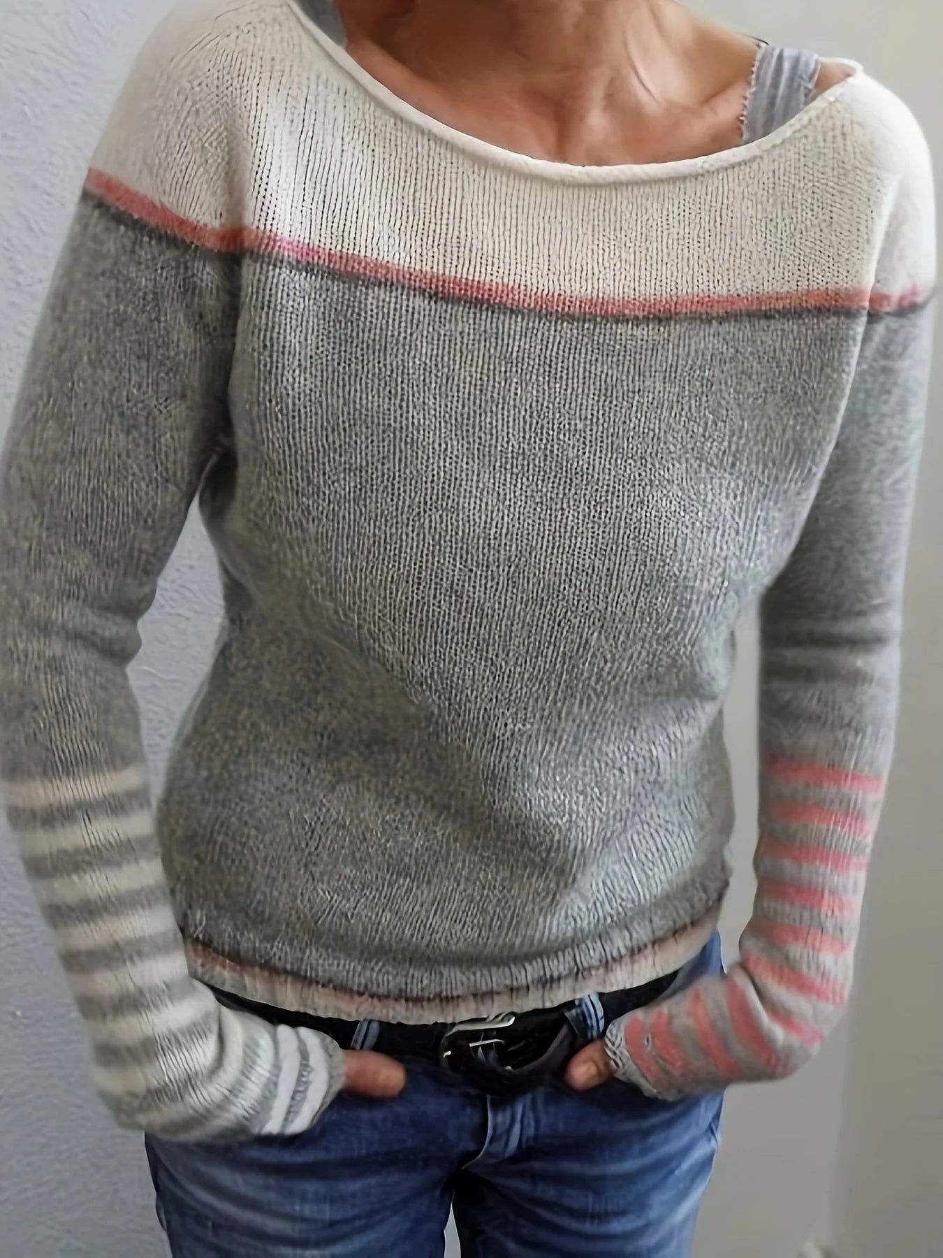 Beatrice: Maglione Elegante a Righe per Donna con Maniche Lunghe