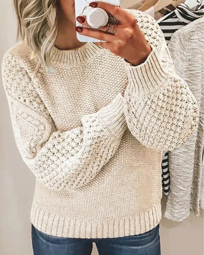 Maglione Elegante per Donna con Maniche a Palloncino e Design a Maglia – Alessia