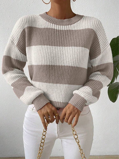 Maglione Invernale Elegante per Donna – Collo Rotondo con Lavorazione Spessa