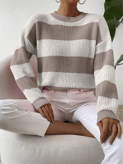 Maglione Invernale Elegante per Donna – Collo Rotondo con Lavorazione Spessa