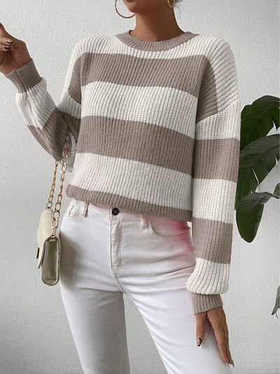 Maglione Invernale Elegante per Donna – Collo Rotondo con Lavorazione Spessa