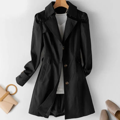 Gabardine Midi Trench Coat - Breezy Style