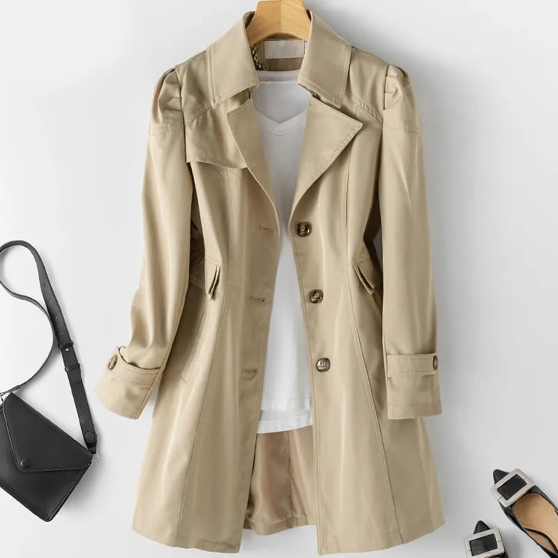 Gabardine Midi Trench Coat - Breezy Style