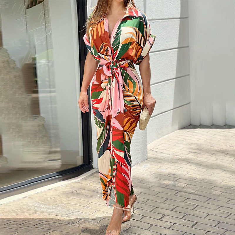 Elegante Vestito Midi con Stampa