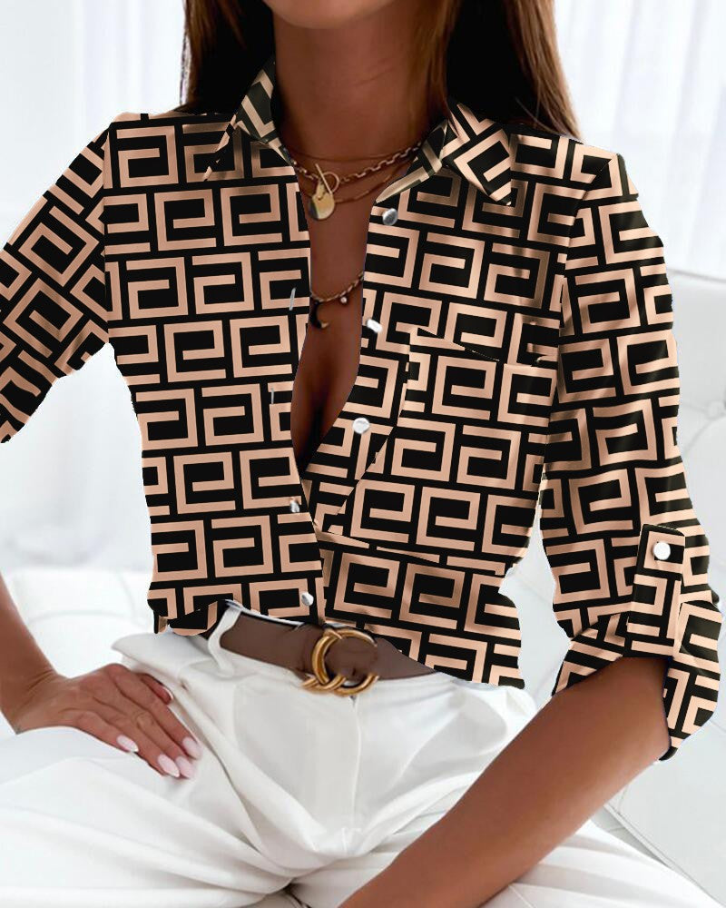 Aurora – Camicia Donna Elegante con Stampa Raffinata e Comfort Leggero