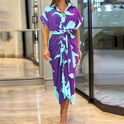 Elegante Vestito Midi con Stampa