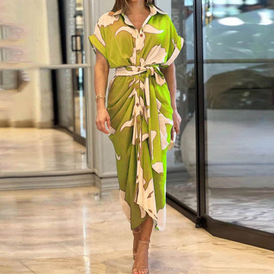 Elegante Vestito Midi con Stampa