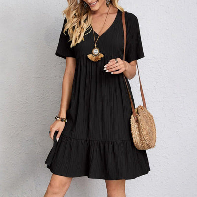 Abito Estivo Donna – Vestito Corto con Scollo a V e Gonna a Balze
