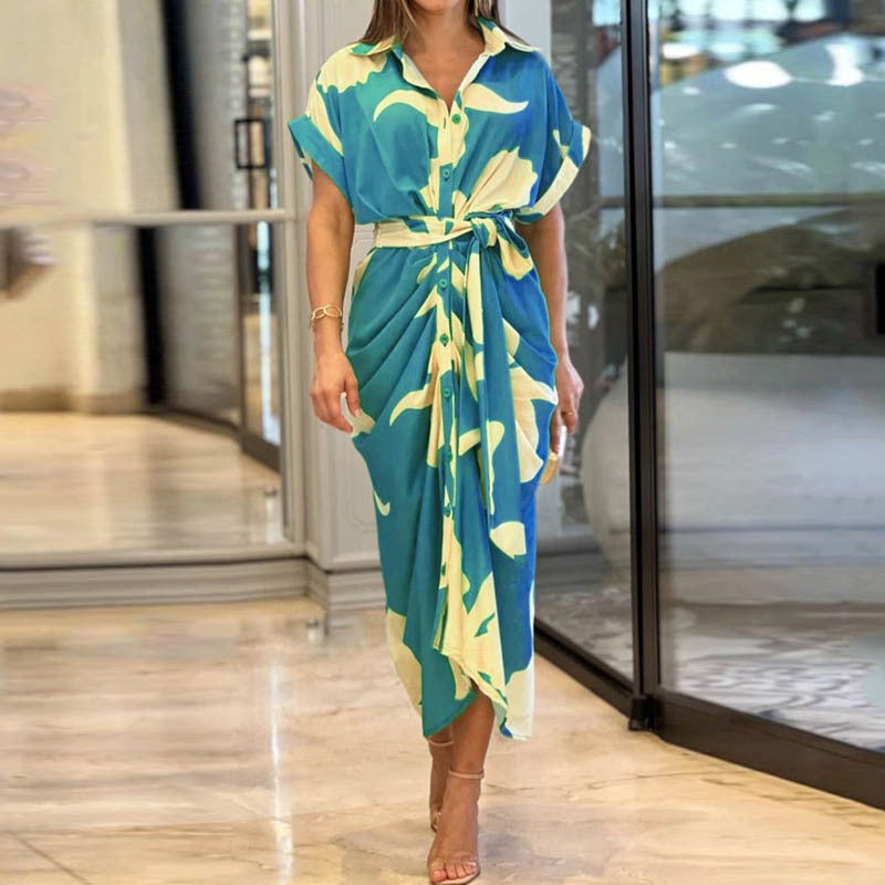Elegante Vestito Midi con Stampa