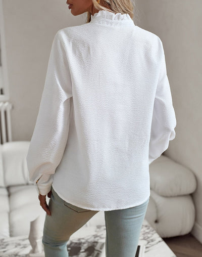 Camicia Joanne a Righe con Dettagli a Volant