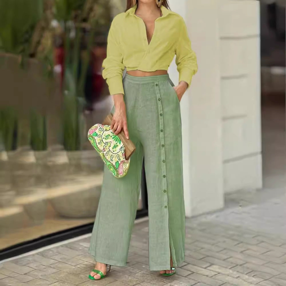 Lauren - Set Camicia e Pantaloni con Bottoni