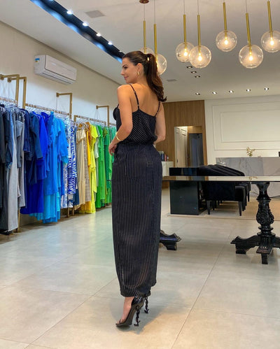Completo Top Fiore con Gonna Midi e Fessura