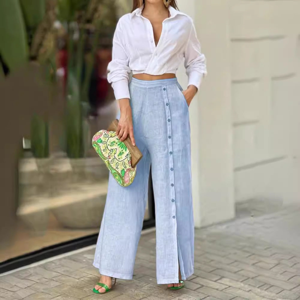 Lauren - Set Camicia e Pantaloni con Bottoni