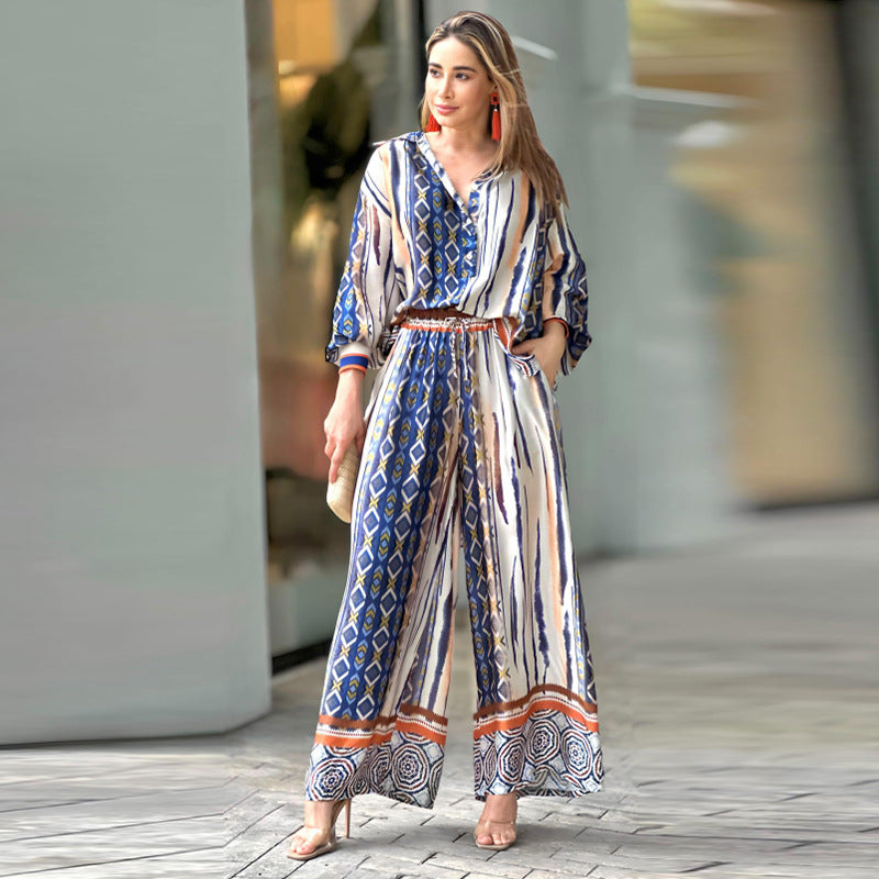 Esther - Set di Camicia e Pantaloni Ampi in Stile Bohemien