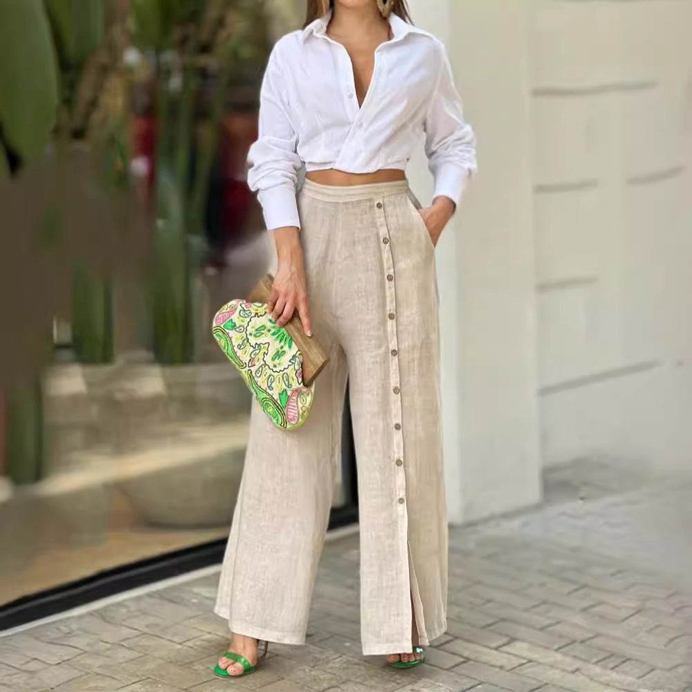 Lauren - Set Camicia e Pantaloni con Bottoni