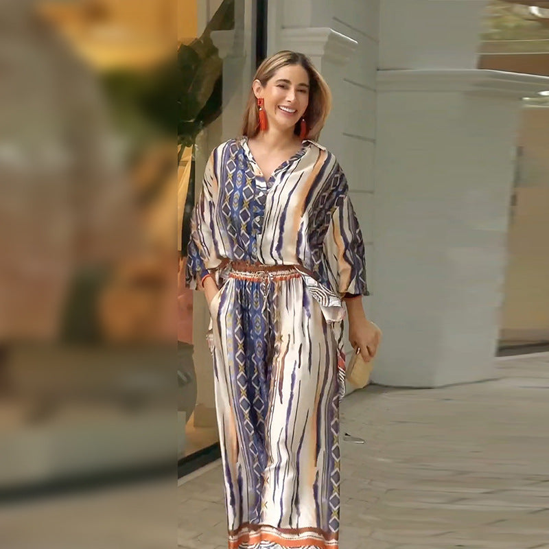 Esther - Set di Camicia e Pantaloni Ampi in Stile Bohemien