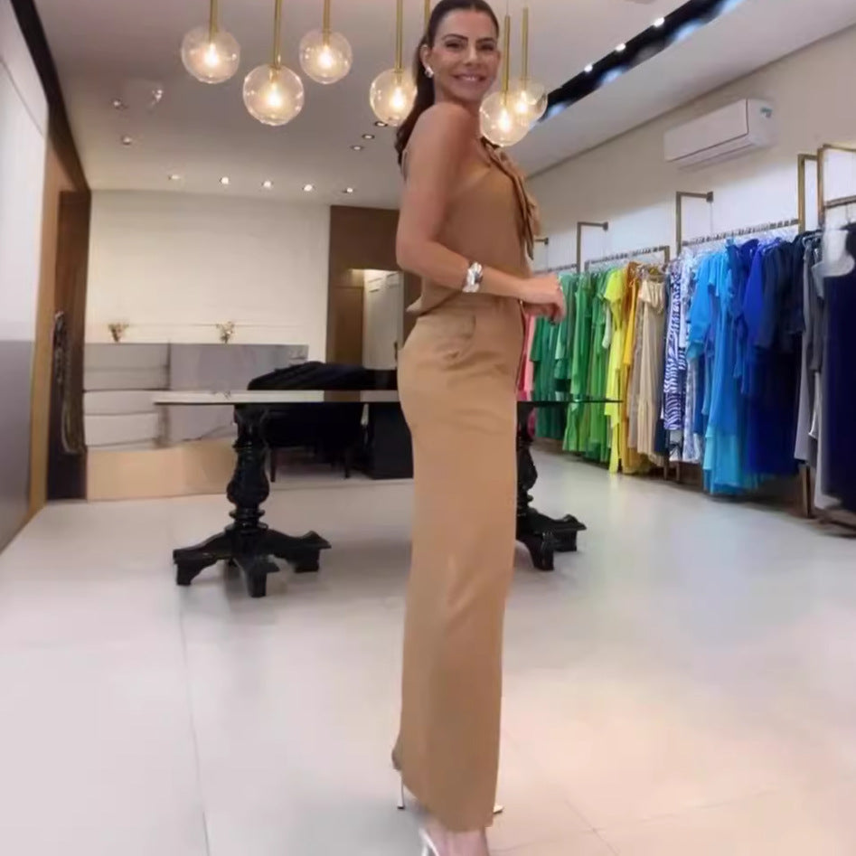 Completo Top Fiore con Gonna Midi e Fessura