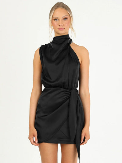 Abito Corto in Satin con Scollo Halter