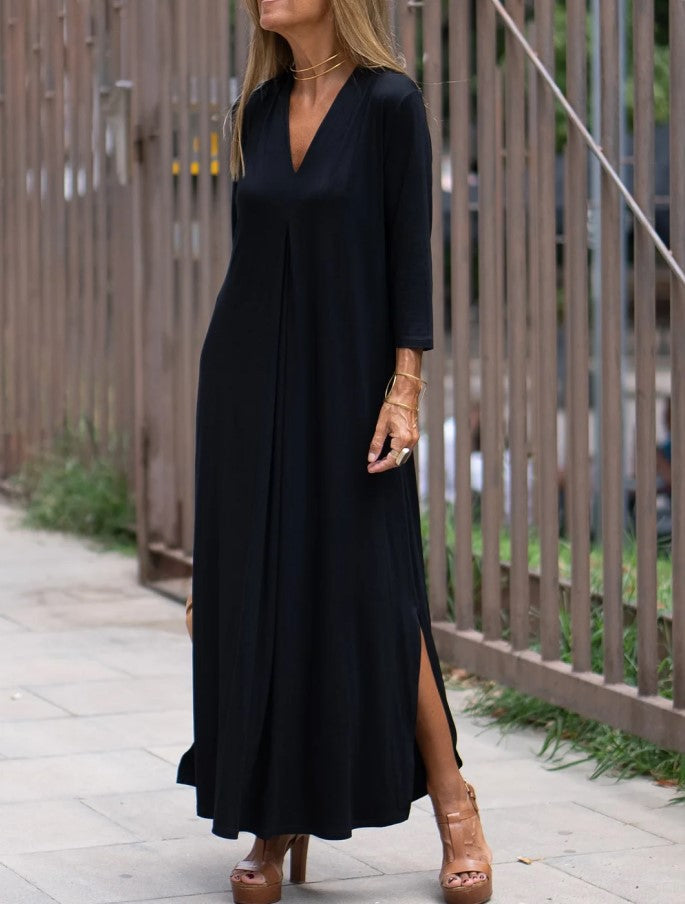 Raffaella – Elegante Vestito Estivo Lungo con Scollo a V