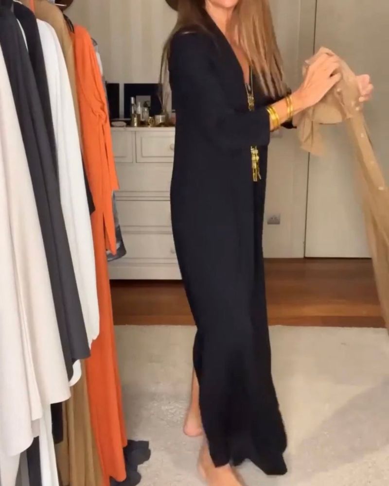 Raffaella – Elegante Vestito Estivo Lungo con Scollo a V