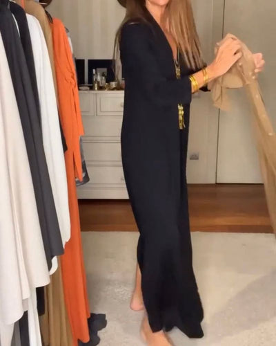 Raffaella – Elegante Vestito Estivo Lungo con Scollo a V