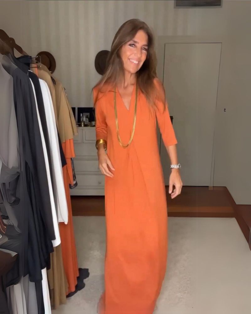 Raffaella – Elegante Vestito Estivo Lungo con Scollo a V
