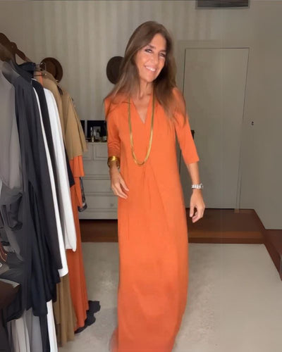 Raffaella – Elegante Vestito Estivo Lungo con Scollo a V
