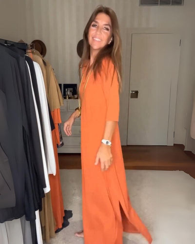 Raffaella – Elegante Vestito Estivo Lungo con Scollo a V
