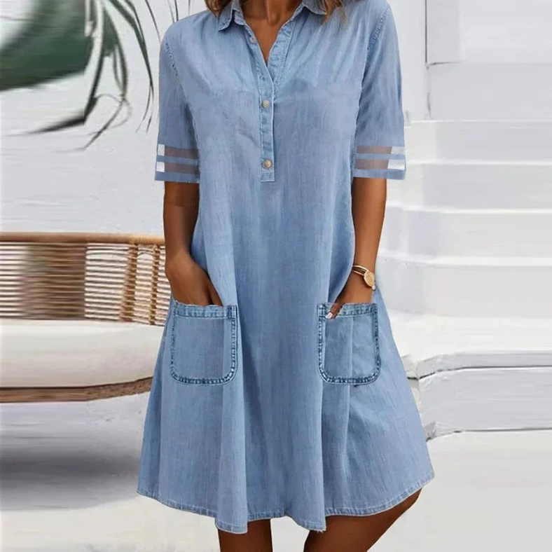 Vestito Estivo Lina in Jeans con Tasche – Elegante, Comodo e Casual per Ogni Occasione
