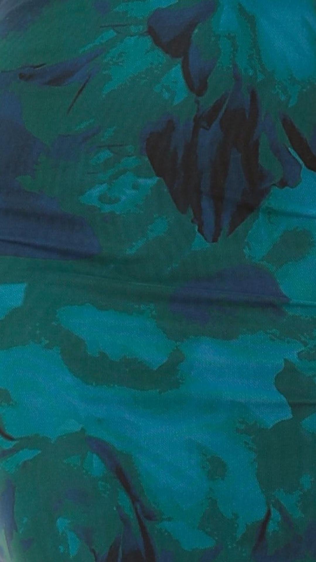 Abito Midi Floreale Blu Teal con Schiena Scoperta